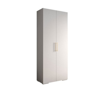 Arte Elegant White Inova 3 Hinged Door Wardrobe W1000mm H2370mm D470mm - Versatile Storage With Vertical Gold Handles - image 1