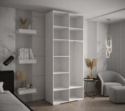 Arte Elegant White Inova 3 Hinged Door Wardrobe W1000mm H2370mm D470mm - Versatile Storage With Vertical Gold Handles - thumbnail 4