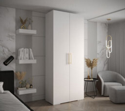 Arte Elegant White Inova 3 Hinged Door Wardrobe W1000mm H2370mm D470mm - Versatile Storage With Vertical Gold Handles - thumbnail 2