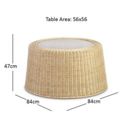 Desser Woven Round Natural Rattan Coffee Table With Glass Top - thumbnail 3