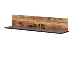 Arte Funky Fargo Hanging Shelf With Concrete-Like Ledge And Oak Backboard In Raw Steel & Canyon Alpine Spruce W1100mm X H260mm X D220mm - thumbnail 1