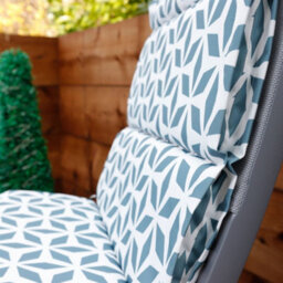 Gardenwize Pair Of Outdoor Garden Decorative Full Length Bench Seat Pad Cushions- Geo Grey - thumbnail 3