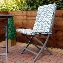 Gardenwize Pair Of Outdoor Garden Decorative Full Length Bench Seat Pad Cushions- Geo Grey - thumbnail 2