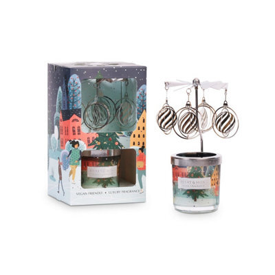 Heart and Home Christmas Baubles And Berries Soy Wax Mini Candle With Carousel Gift Set - image 1