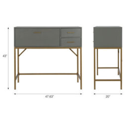 Gr8 Home Cosmoliving Wooden Grey Lennon Console Bar Table Desk Unit With Storage Drawers - thumbnail 8