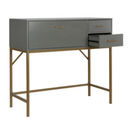 Gr8 Home Cosmoliving Wooden Grey Lennon Console Bar Table Desk Unit With Storage Drawers - thumbnail 5