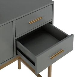 Gr8 Home Cosmoliving Wooden Grey Lennon Console Bar Table Desk Unit With Storage Drawers - thumbnail 7