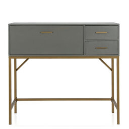 Gr8 Home Cosmoliving Wooden Grey Lennon Console Bar Table Desk Unit With Storage Drawers - thumbnail 3