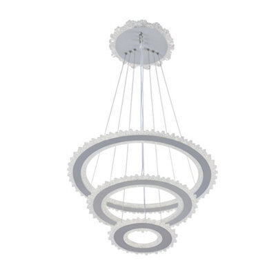 Living And Home 3 Circle Led Pendant Light, Dimmable And Height Adjustable, 49Cm Dia X 85Cm H - image 1