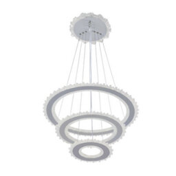 Living And Home 3 Circle Led Pendant Light, Dimmable And Height Adjustable, 49Cm Dia X 85Cm H - thumbnail 1