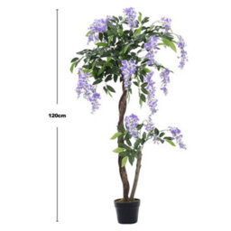 Living And Home Artificial Plant Fake Wisteria Flower Tree Indoor Outdoor Decorative Plant In Black Pot 120 Cm - thumbnail 5