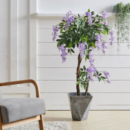 Living And Home Artificial Plant Fake Wisteria Flower Tree Indoor Outdoor Decorative Plant In Black Pot 120 Cm - thumbnail 3