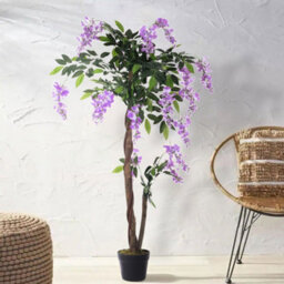 Living And Home Artificial Plant Fake Wisteria Flower Tree Indoor Outdoor Decorative Plant In Black Pot 120 Cm - thumbnail 2