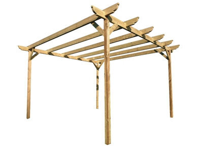 Arbor Garden Solutions Corbel Wooden Garden Pergola Kit, 2.4M X 2.4M (Natural Finish) - image 1