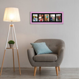 AK Frames 26X8 Pastel Pink Sleek Multi Photo Frame With Black Mount - Holds 5 Apertures (5X) 6X4 Photos - thumbnail 3