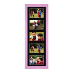 AK Frames 26X8 Pastel Pink Sleek Multi Photo Frame With Black Mount - Holds 5 Apertures (5X) 6X4 Photos