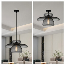 Harper Living Black Pendant Ceiling Light With Metal Mesh Shade, Pendant Light For Kitchen Hallway Living Room Dining Room - thumbnail 2