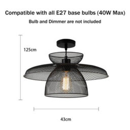 Harper Living Black Pendant Ceiling Light With Metal Mesh Shade, Pendant Light For Kitchen Hallway Living Room Dining Room - thumbnail 8