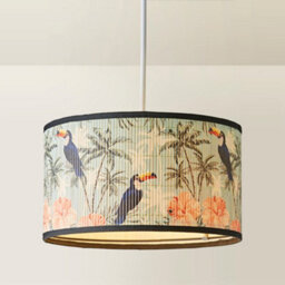 Valuelights Daintree Medium Pastel Jungle Bamboo Drum Ceiling Lamp Shade And Bulb (D)35Cm - thumbnail 4