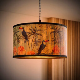 Valuelights Daintree Medium Pastel Jungle Bamboo Drum Ceiling Lamp Shade And Bulb (D)35Cm - thumbnail 3