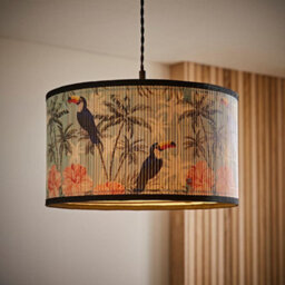 Valuelights Daintree Medium Pastel Jungle Bamboo Drum Ceiling Lamp Shade And Bulb (D)35Cm - thumbnail 2