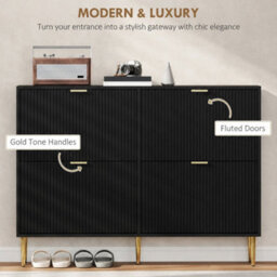 Black-4 Drawers Narrow Shoe Cabinet With Drawers And Adjustable Shelves - thumbnail 3