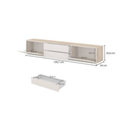 Arte Criss 200Cm Tv Cabinet - Cashmere & Oak Mauvella, Sleek Media Storage With Subtle Sophistication - thumbnail 6