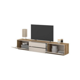 Arte Criss 200Cm Tv Cabinet - Cashmere & Oak Mauvella, Sleek Media Storage With Subtle Sophistication - thumbnail 5