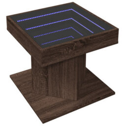 Berkfield Coffee Table With Led Brown Oak 50X50X45 Cm Engineered Wood - thumbnail 3