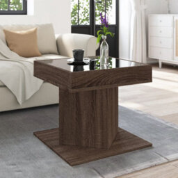 Berkfield Coffee Table With Led Brown Oak 50X50X45 Cm Engineered Wood - thumbnail 4