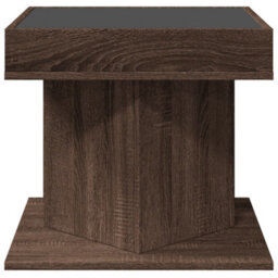 Berkfield Coffee Table With Led Brown Oak 50X50X45 Cm Engineered Wood - thumbnail 6
