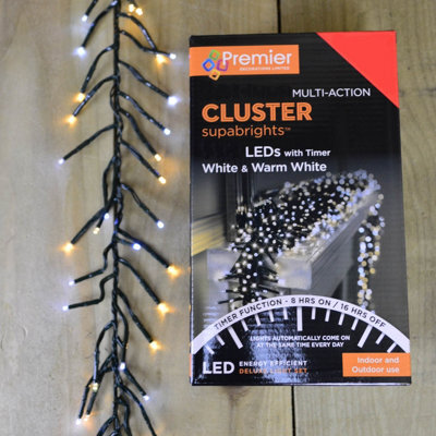 Samuel Alexander 25M 2000 Led Christmas Cluster String Lights With Timer In White & Warm White - image 1