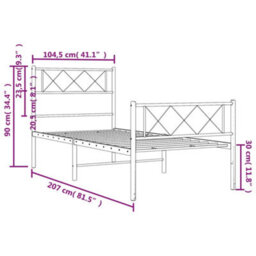Berkfield Metal Bed Frame With Headboard And Footboard Black 100X200 Cm - thumbnail 9