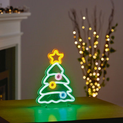 Premier Decorations Limited Neon Led Christmas Tree Light Sign Table Top Decoration Small Xmas Light 24Cm - image 1