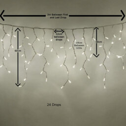 Best Artificial 100 Blue Led Outdoor Icicle Christmas String Lights 2.4M In Length Battery Powered - thumbnail 2