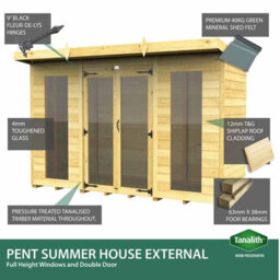 Buttercup Farm 12Ft X 6Ft Pent Summer House (Full Height Window) - Wood - L178 X W358 X H201 Cm - thumbnail 5