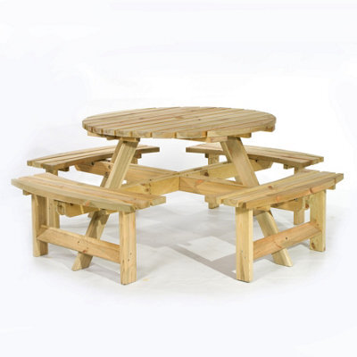 Leisurebench York 8 Seat Round 180Cm Picnic Table Durable Heavy Duty Pub Picnic Bench Green Pine - image 1