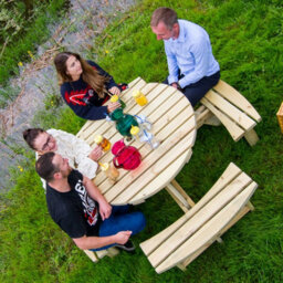Leisurebench York 8 Seat Round 180Cm Picnic Table Durable Heavy Duty Pub Picnic Bench Green Pine - thumbnail 6