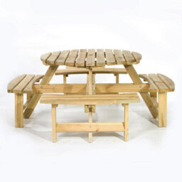 Leisurebench York 8 Seat Round 180Cm Picnic Table Durable Heavy Duty Pub Picnic Bench Green Pine - thumbnail 2