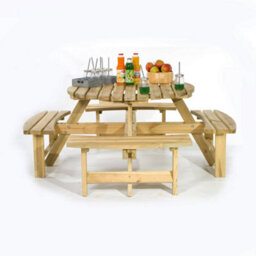 Leisurebench York 8 Seat Round 180Cm Picnic Table Durable Heavy Duty Pub Picnic Bench Green Pine - thumbnail 4