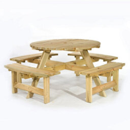 Leisurebench York 8 Seat Round 180Cm Picnic Table Durable Heavy Duty Pub Picnic Bench Green Pine - thumbnail 1