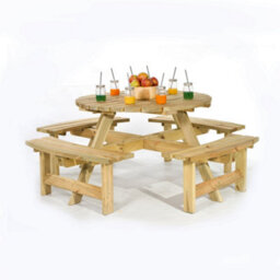 Leisurebench York 8 Seat Round 180Cm Picnic Table Durable Heavy Duty Pub Picnic Bench Green Pine - thumbnail 3