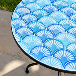 Home Source Ocean Blue Shell Mosaic Outdoor Garden Bistro Patio Table And Chairs Set - thumbnail 8