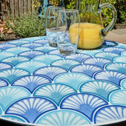 Home Source Ocean Blue Shell Mosaic Outdoor Garden Bistro Patio Table And Chairs Set - thumbnail 9