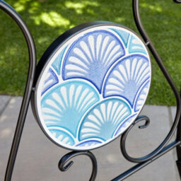 Home Source Ocean Blue Shell Mosaic Outdoor Garden Bistro Patio Table And Chairs Set - thumbnail 6