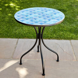 Home Source Ocean Blue Shell Mosaic Outdoor Garden Bistro Patio Table And Chairs Set - thumbnail 5