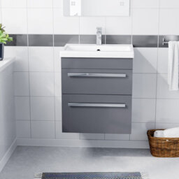 Nes Home Nanuya 500mm Wall Hung 2 Drawer Vanity Basin Unit Steel Grey - thumbnail 2