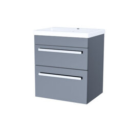 Nes Home Nanuya 500mm Wall Hung 2 Drawer Vanity Basin Unit Steel Grey - thumbnail 6