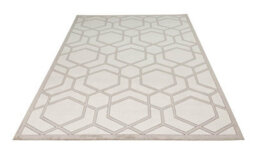Ivory Light Grey Chequered Geometric Easy To Clean Modern Dining Room Bedroom And Living Room Rug-160Cm X 230Cm - thumbnail 4