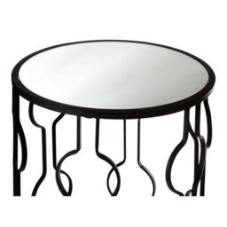 Orsina Set Of 2 Black Side Tables With Undulating Frames,tables With Exotic Circular Design, Mirrored Small Tables - thumbnail 3